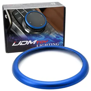 iJDMTOY 1pc Blue Aluminum Décor Ring For BMW 1 2 3 4 5 6 7 Series X3 X4 X5 X6 Center Console iDrive Multimedia Controller Turner (Fit All Fxx Chassis Codes)