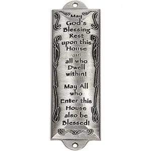 Bless This House Pewter Mezuzah Plaque