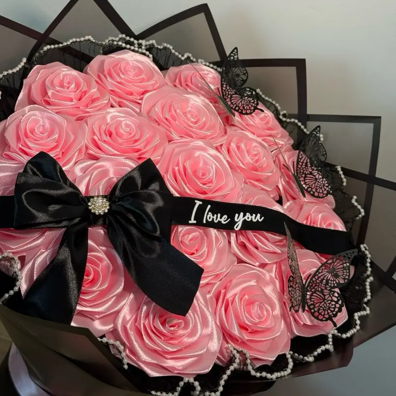 Luxury Eternal Rose Bouquet Handmade With Satin Ribbon Forever Rose Bouquet Luxury Eternal Rose Bouquet Handmade With Satin Ribbon Forever Rose Bouquet