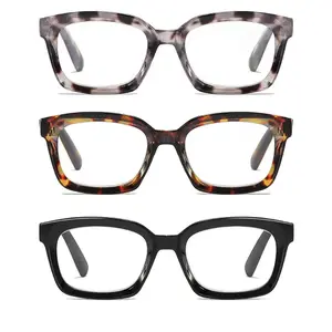 Oprah Style Reading Glasses for Women 3 Pack Blue Light Blocking Computer Square Readers with Spring Hinge+3.0