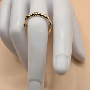 Bamboo Ring - 14K Gold Plated Color Simple Design Perfect for Everyday Wear Elegant Fashion Accessory