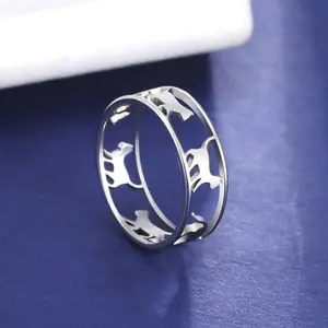 Cut titanium steel hollow cat loop ring y2k stainless steel ring couple men and women daily gift