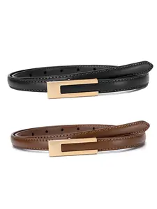 Women's Minimalist Thin Leather Belt, Fashionable Buckle Waist Cincher, Versatile D Ring Dress Jeans Belt, Elegant Style, All Seasons