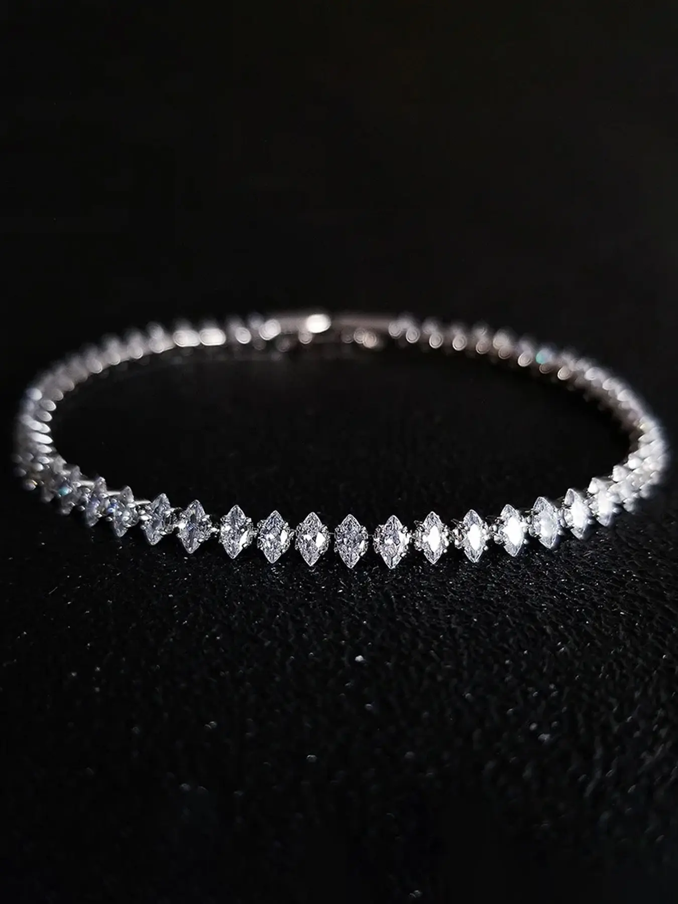 Geometric Rhombus Artificial Crystal Zircon Bracelet, Simple Style Women's Daily Wear Party Accessory, Hand Chain, Beautiful Bracelets