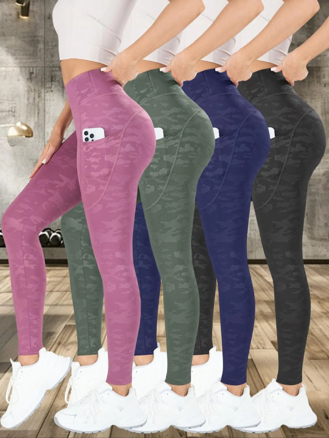 Women's Camo Print High Waist Sports Leggings, Sporty Yoga Pants, Breathable Comfortable Skinny Pants, Ladies Sportswear, High Waist Activewear, for Indoor Outdoor Wear, Bottom
