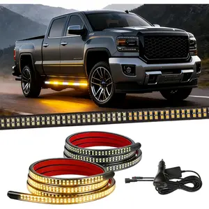 2PCS 70 inch Truck Strobe Lights Strip, 1152 LED Emergency Running Board Lights, Amber White Flashing Warning Hazard Caution Safety Light, Waterproof for Plow Trucks, Pickup