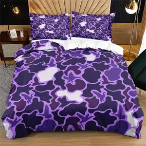 Purple Tone Duck Camouflage Psychedelic Series Duvet Cover, Includes One Quilt Cover and Pillowcase, Mystical Deep Bedding, Vibrant Room Decor, All Seasons Use, Duvet Cover Sets