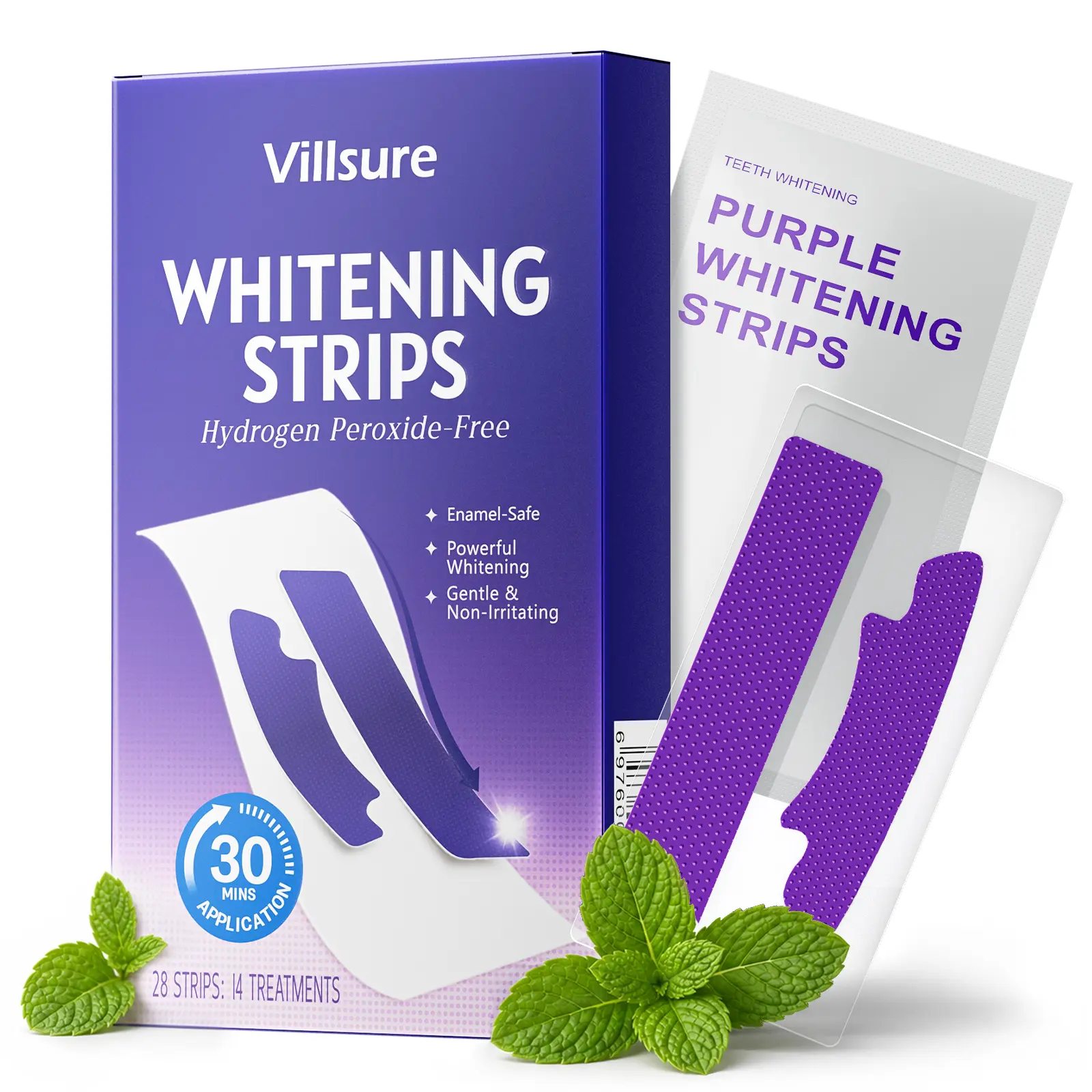 Teeth Whitening Strips, 28 Villsure Treatments Dental Whitening Kit, Enamel Safe Whitening Strips for Sensitive Teeth, Easy At Home Teeth Whitening