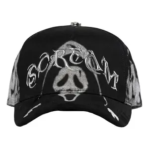 2026 Barbas Hats "Scream" Premium Streetwear Snapback – Black Adjustable Unisex Hat for Men & Women Featuring Gothic Letter Embroidery and Bold Graphic Design Inspired by Modern Urban Fashion