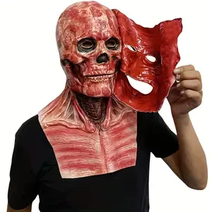 LIVOA Realistic Lifelike Latex Skull Mask with Moving Mouth & Expressive Eyes Full Face Horror Headgear for Halloween Scary Costume Parties Cosplay & Themed Events Ultra Realistic Bone Texture Comfortable Breathable Safe for Extended Wear