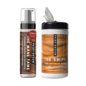 Pride+Groom 23oz Waterless Shampoo & Freshening Wipe Combo for Pets