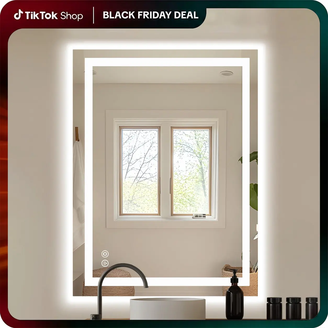 Anti-Fog Wall-Mounted LED Vanity Mirror - Dual-Light Front-and-Back Illumination, Dimmable Tempered Glass, Shatter-Proof, Memory Function, Fog Resistance Bathroom Mirror, Anti Fog Bathroom Mirrors, Dual-Light Bathroom Mirrors