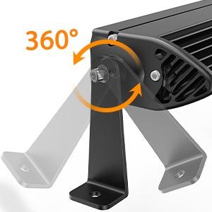 Nilight 2PCS Universal Side-Mounted Brackets Adjustable Compatible with Straight or Curved Led Light Bar, 2 Years Warranty,Black