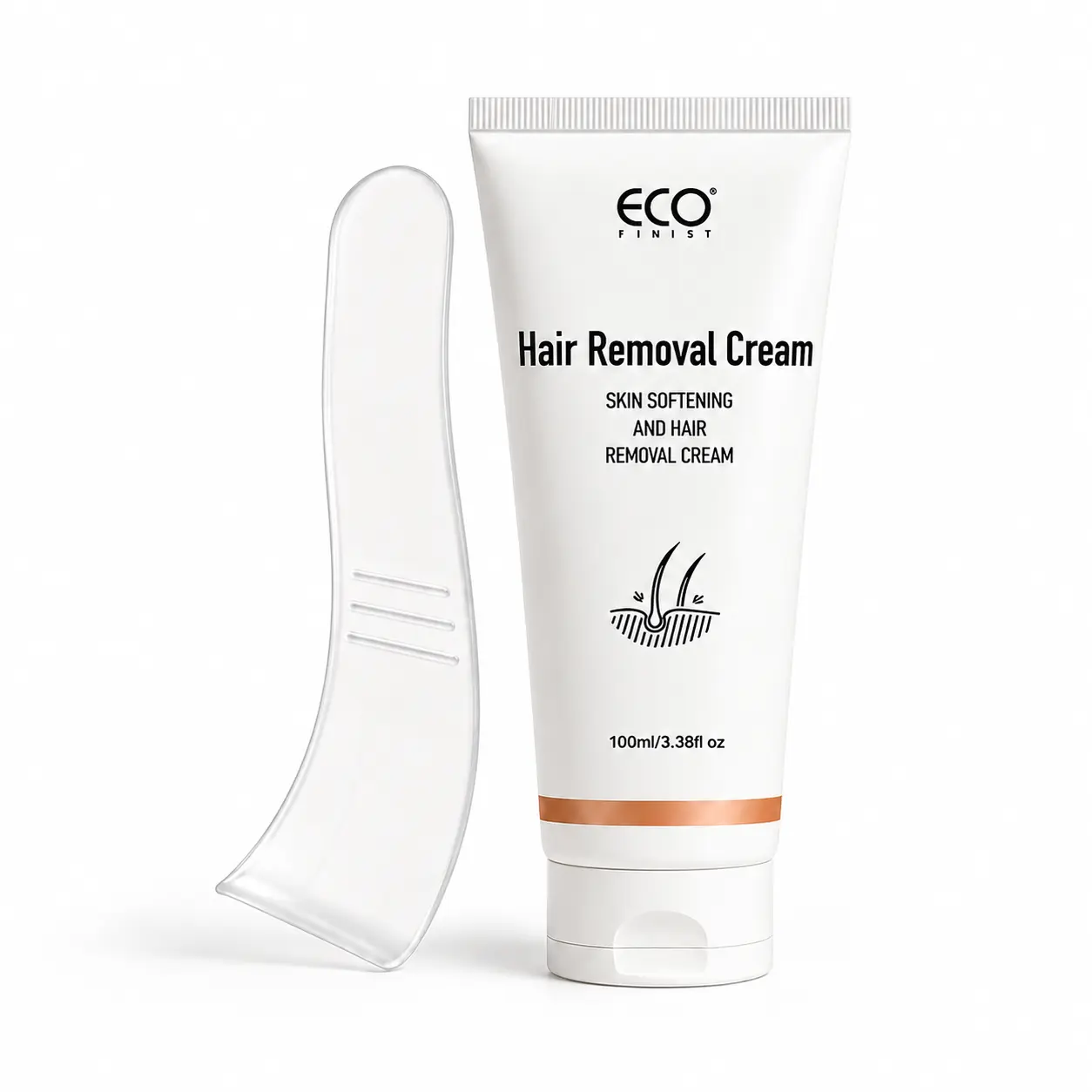 ECO Finest Gentle Depilatory Hair Removal Cream (100ml) - Silky, Smooth, Fragrance-Fresh, Hydrating, Conditioning, Body-Safe for Adults, All Skin Types, Soft Texture, Multi-Area Use