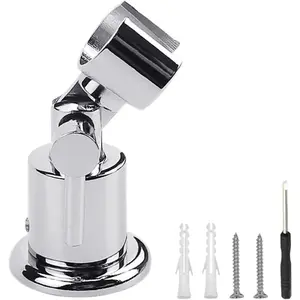 Metal Shower Head Holder, 180-Degree Rotating Shower Head Bracket, Adjustable Shower Arm, Wall-Mounted Handheld Shower Holder with Screws