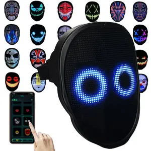 Led Mask with App Controlled, Customizable Shining Mask, Lighted Face Transforming Mask, LED Light Up Halloween Mask for Adults