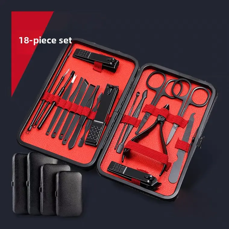 Black Nail Clippers Set - 24-Piece Nail Clippers, Full Set for Manicure, Pedi Foot Care & Hand Tools Cutics