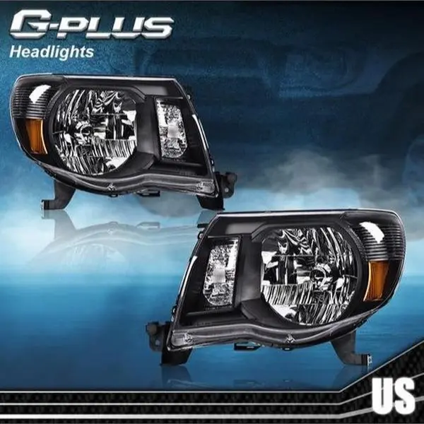 G-PLUS Headlights for 2005-2011 Toyota Tacoma Amber/Black Headlights Headlamps Left & Right