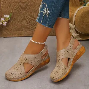 Closed toe wedge sandals for women heels，Breathable Cutout Flat Sandals – Casual Summer Shoes for Women
