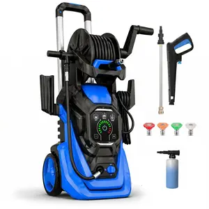 4500 PSI Electric Pressure Washer | 2.2GPM Power Washer with 20ft Extension Hose Reel, Adj-15-Level Touch Screen, 4 Quick Connect Nozzles And Foam Cannon for car, home, driveway, yard, outdoor, gutter, pool, brick Cleaning