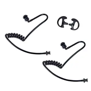 All Black Universal Surveillance Earpiece Replacement Kit (2 Pcs) - Skin-Friendly TPU Acoustic Tube & Ear Tips, Compatible with Motorola, BaoFeng, Kenwood, Midland Walkie Talkies with One Pair Medium Earmolds for Security, Police and Law Enforcement Use