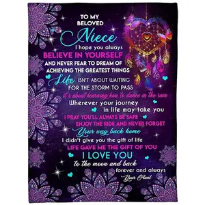 Dear Niece Exclusive Blanket, From Auntie, Hope You Always Believe In Yourself, Printed With Dream Catcher Pattern 98913