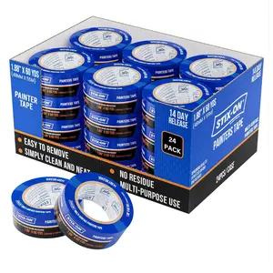 Painters Tape 2 Inch Wide, 24 Roll Painting Tape Blue Masking Tape for Painting Walls, DIY, Surface-Safe & Residue-Free, Edge Paint, 1.88 Inch X 60 Yards X 24 Rolls, Bulk