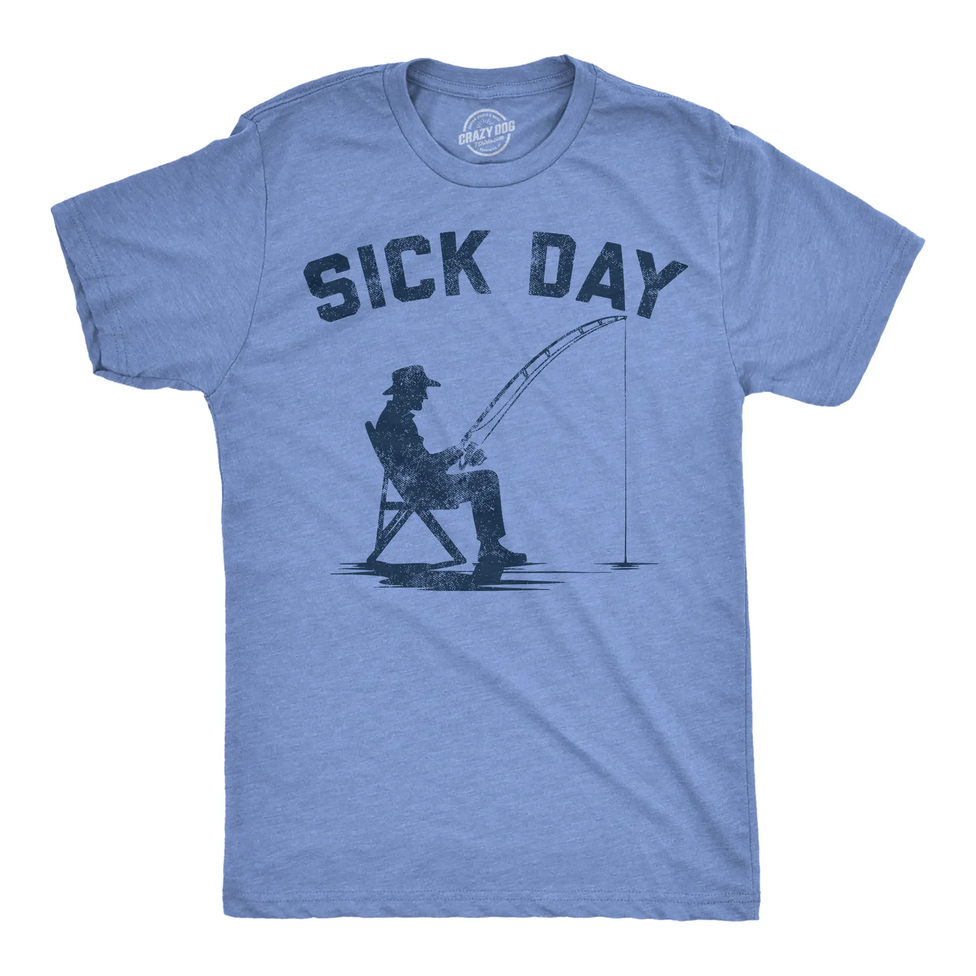 Mens Funny T Shirts Sick Day Fishing Sarcastic Fish Joke Tee For Men Mens Funny T Shirts Cool Vintage Fashion T-Shirt Gift Classic Menswear Office Apparel for Men Funny Fishing Short Sleeve Novelty Tees for Light Blue
