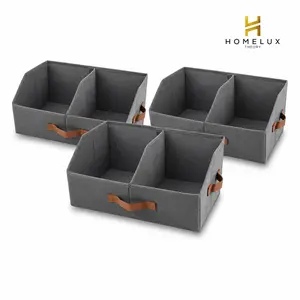 HOMELUX THEORY Closet Organizers And Storage - UPGRADED HEIGHT Trapezoid Storage Bin W/ Handles & Adjustable Dividers, Fabric Collapsible Storage Bins For Clothes Storage & Shelf Organizer