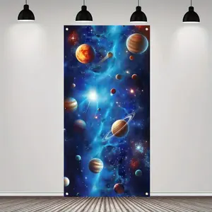 Cosmic Planet Pattern Backdrop, 1 Count Space Themed Wall Hanging Banner, Wall Decoration for Home Living Room Bedroom Birthday Party, Ornaments