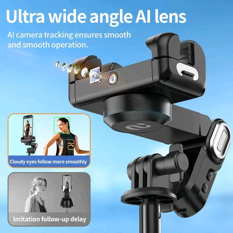 AOCHUAN 1-Axis Handheld Gimbal Stabilizer Selfie Stick with AI Camera Tracking, Cloud Eyes, and Gesture Operation for Smartphones and Cellphones