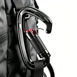 24KN Auto-Lock Carabiner - Aviation Aluminum D-Shape Buckle, Outdoor Rock Climbing Sports & Leisure Recreation Equipment Accessory