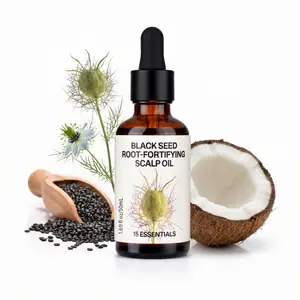 15 ESSENTIALS Black Seed Scalp Oil, Nourishes root Rosemary Hair Oil for Frizzy, Oily, Stressed Scalp, Reduces Dandruff, Supports Hair Growth, Scalp Balance,1.69 fl oz/50ml