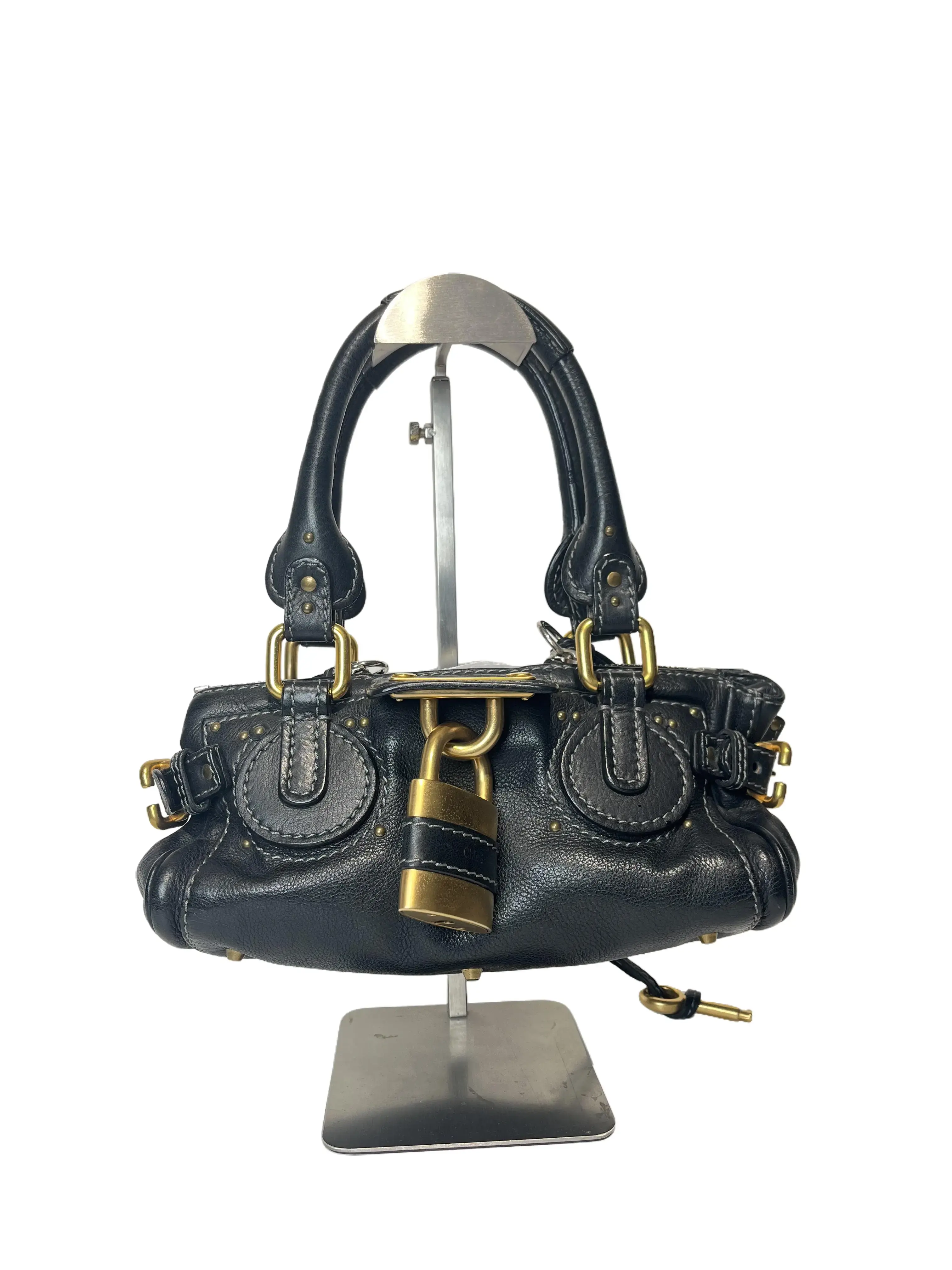 Pre-owned Chloé Vintage Grained Leather Paddington Lock Bag