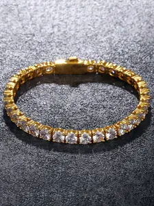 4mm Multi Color Synthetic Zircon Tennis Bracelet - Hip Hop Unique Gothic Design, Paired with Synthetic Zircon and Copper Materials, Suitable for Daily Dressing, Wedding, Anniversary, Thanksgiving, Christmas, and Halloween Gifts Tennis Chain Bracelet