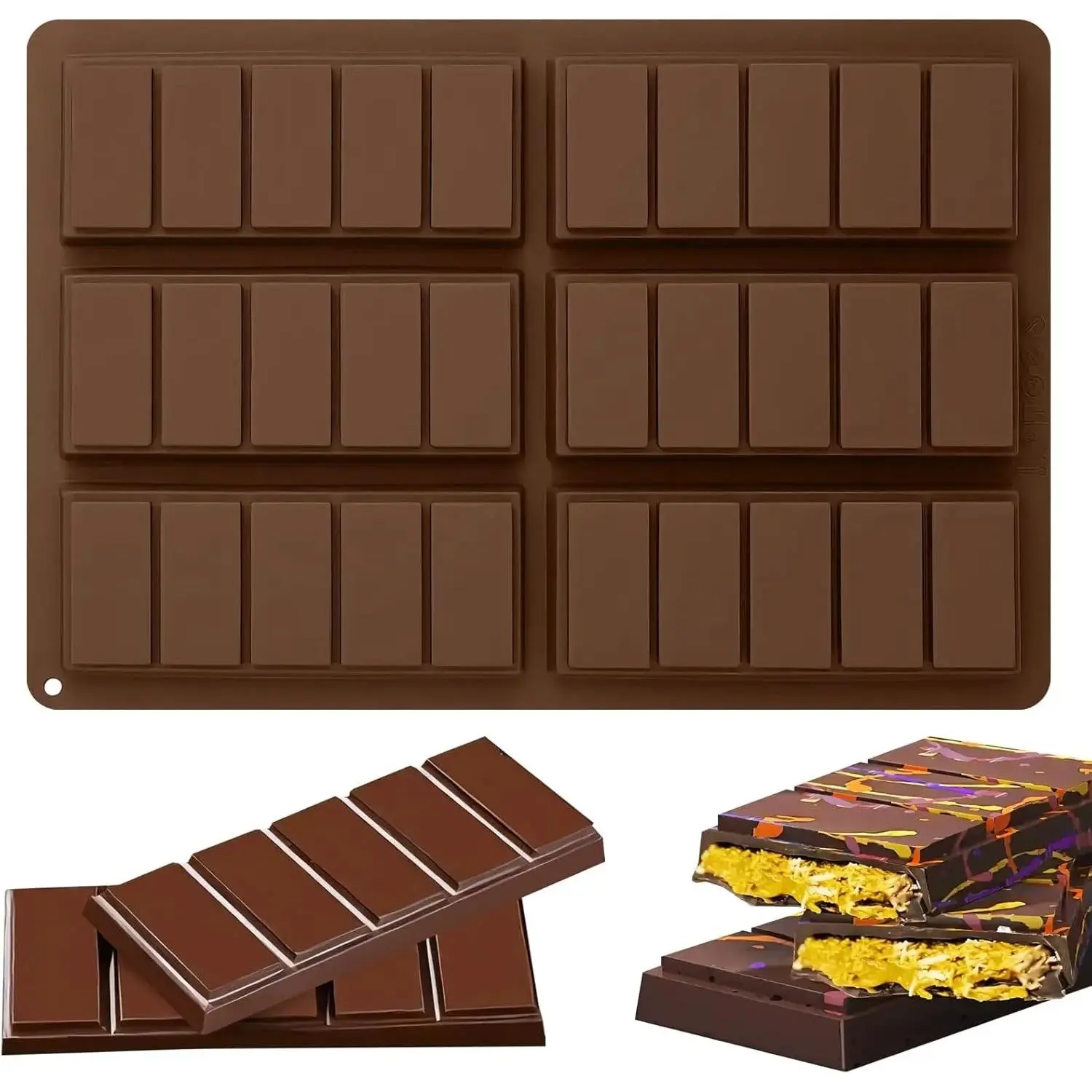 Large Thick Chocolate Bar Mold, Silicone Candy Bar Mold for Handmade DIY, Non-Stick Chocolate Bar Molds for Milk Chocolate Bar, Dubai Chocolate Bar, Knafeh Pistachio Chocolate Bar, Candy