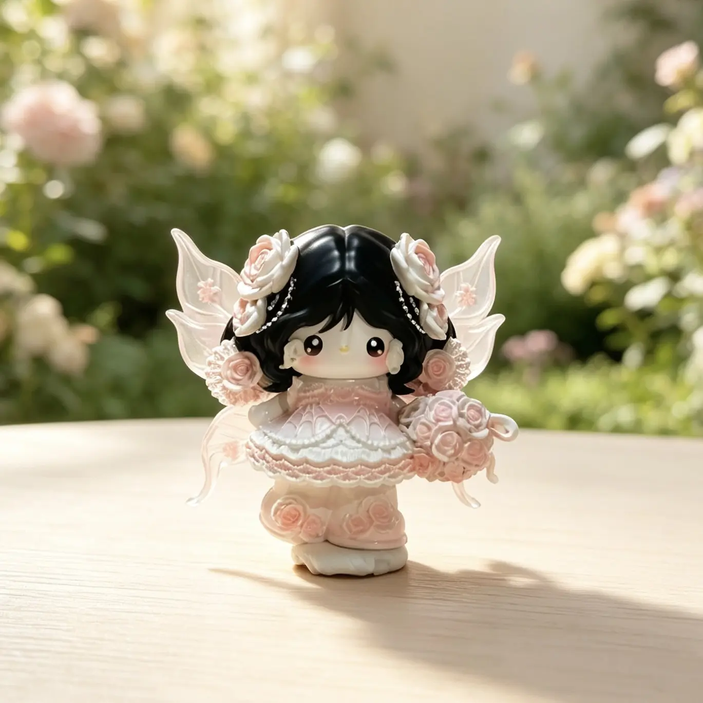 【PU dolls】Rose Fairy Girl Mini Figurine, Cute Garden Princess