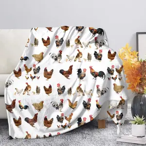 Chicken Print Luxury Designer Throw Blanket For Chair Bed Sofa Kids Bedspread Quilt Fleece Blankets Suitable for beds and sofas can also be given as a gift