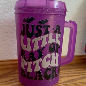 Just a little ray of pitch black- 34oz Trucker Mug - Perfect for Your Morning Drinks - Drinkware, Cup Reusable Tumbler Washable Coffee Beverage Lid Stylish Reuse-snarky-dark humor mug