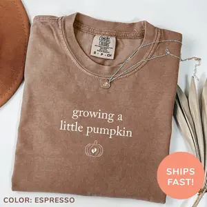 Comfort Colors Growing A Little Pumpkin Shirt, Pregnancy Announcement Shirt, Fall Maternity Shirt, Thanksgiving Shirt, Mom To Be Shirt