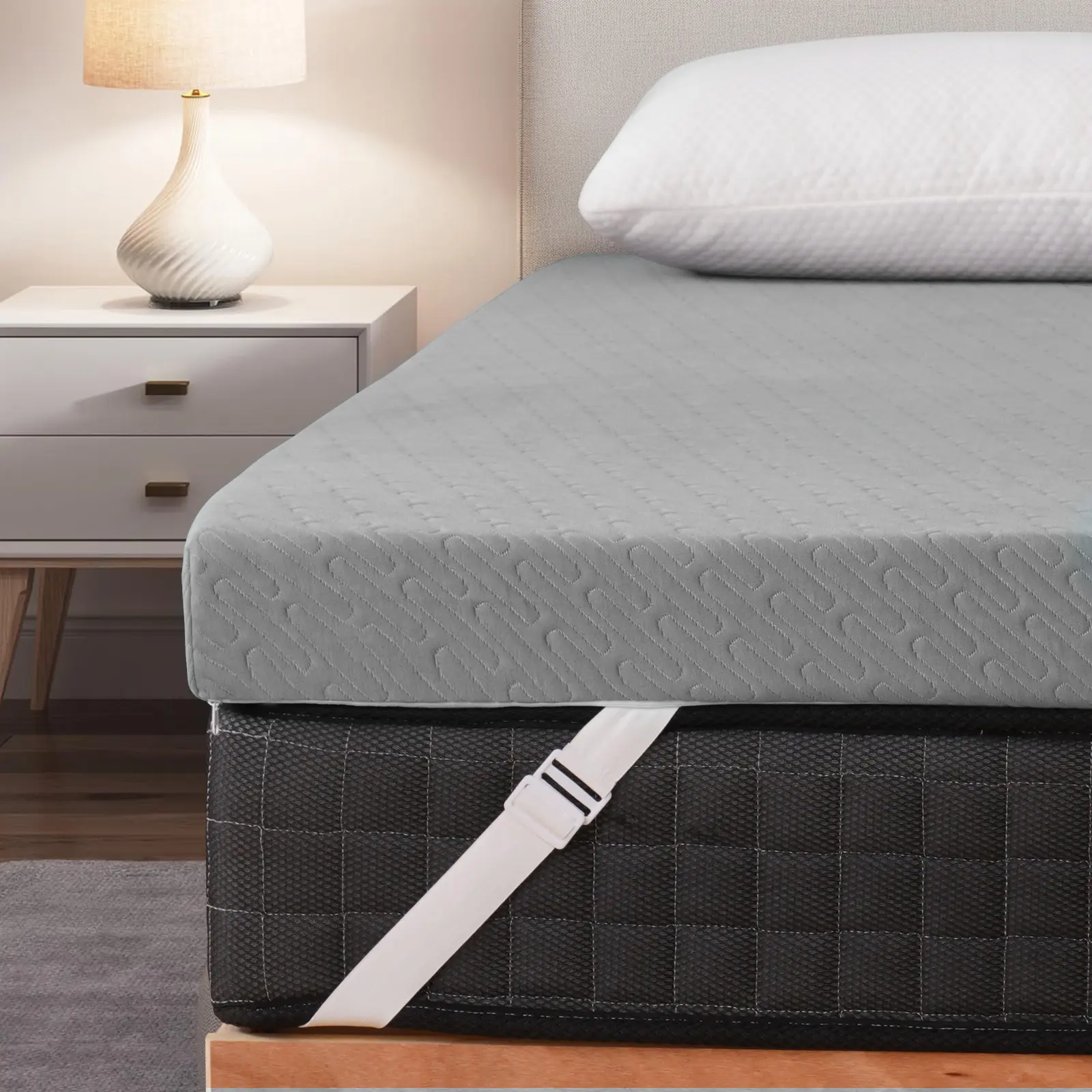 VALUXE Gel Memory Foam Mattress Topper Queen, Cooling Bed Topper with Removable Washable Bamboo Cover, High Density Foam