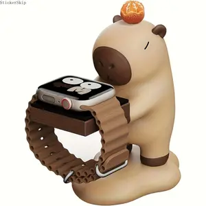 2026 Cute Capybara Apple Watch Charging Stand, Aesthetic Desktop Dock Holder, Non Slip Desk Decor Compatible with Apple Watch, Stylish Ornament for Home Office Bedroom Daily Use & Holiday Gift