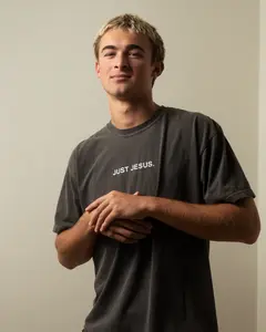 Comfort Colors Charcoal Shirt - 100% Heavyweight Cotton Soft Cozy Feel Just Jesus Design for Everyday Wear