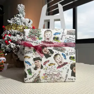 Home Alone Wrapping Paper, Funny Character Movie Wrapping for Xmas, Meme Gift Wrap for Friends