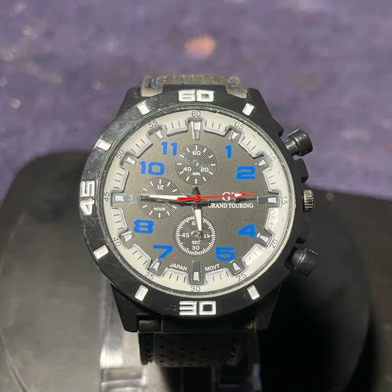 Men's Grand Touring GT Black Blue Racing Sport Chronograph Watch