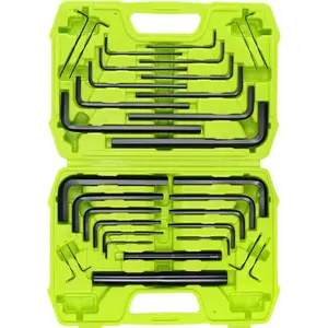 32-Piece Allen Wrench Set with Storage Case, Standard SAE and Metric Hex Key Set with Extension Handles Included, Green wire pliers