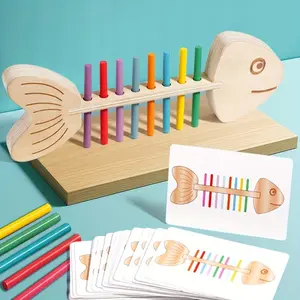 Wooden fish bone sorting toys, wooden educational toys, fish bone puzzle games, exercise color cognition, children's education, Easter, Thanksgiving perfect gift., Perfect for Thanksgiving