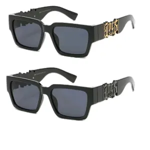Locs Squared Up Hardcore Shades Big Cutout Metallic Gold/Black Logo Glossy Thick Frame Dark Lens Gangster Hip Hop Style Sunglasses | Authentic Original Genuine Locs