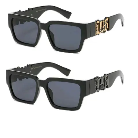 Locs Squared Up Hardcore Shades Big Cutout Metallic Gold/Black Logo Glossy Thick Frame Dark Lens Gangster Hip Hop Style Sunglasses | Authentic Original Genuine Locs