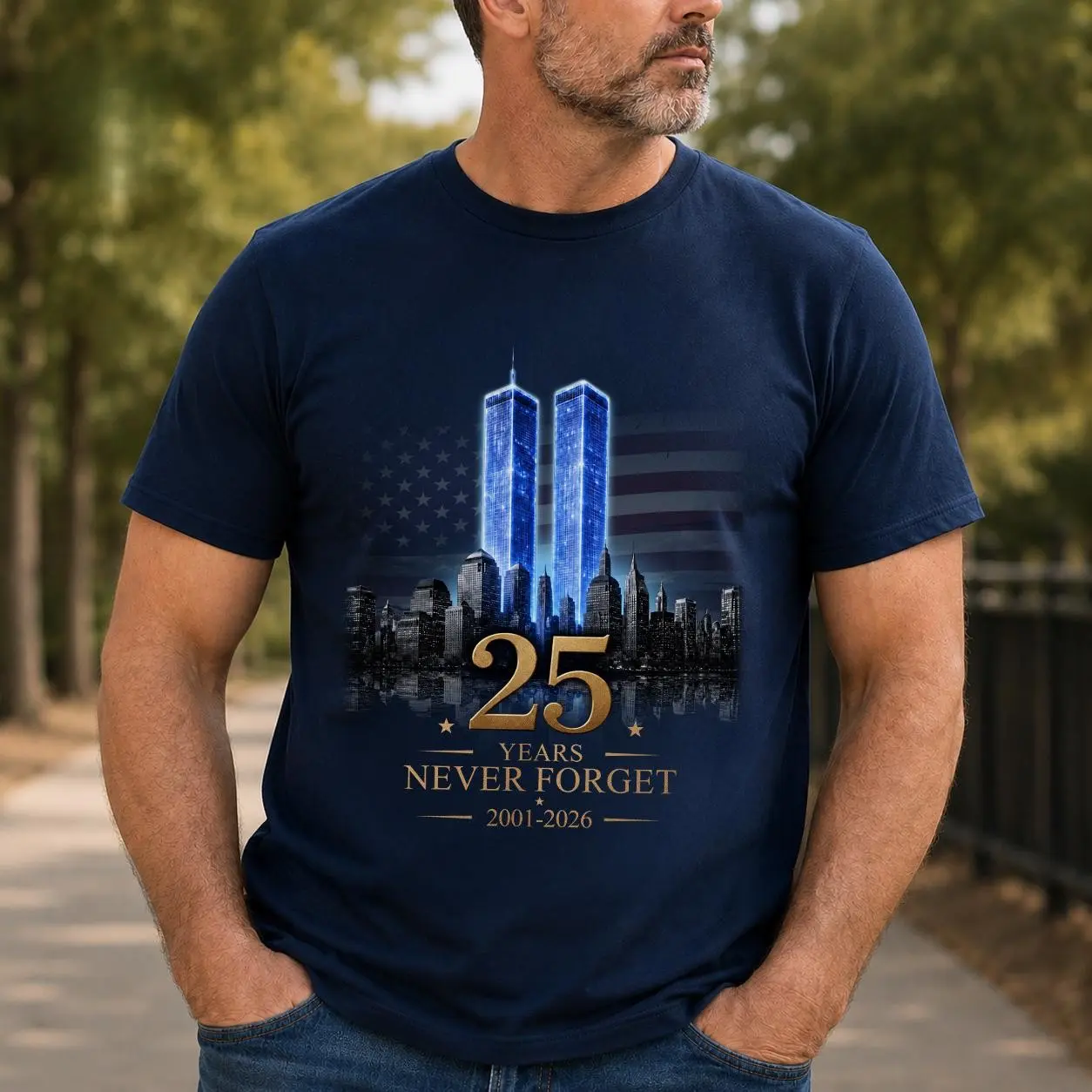 [Sale Up To 50%] 9/11 25th Anniversary Memorial T-Shirt, 25th Anniversary Tee 2001 2026, Twin Towers Tribute, Memorial Tee, Never Forget Patriot Day Gift, Graphic Streetwear T-shirt